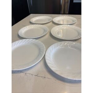 Corelle White Swirl 7.25" Salad Plates Set of 6
